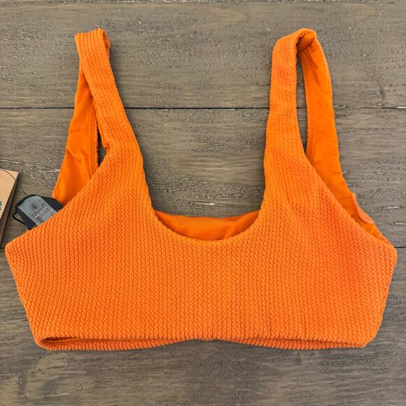 Volcom Junior's Size Small NWT Rust Orange Scoop Neck Textured Swim Top $48 - Picture 2 of 5